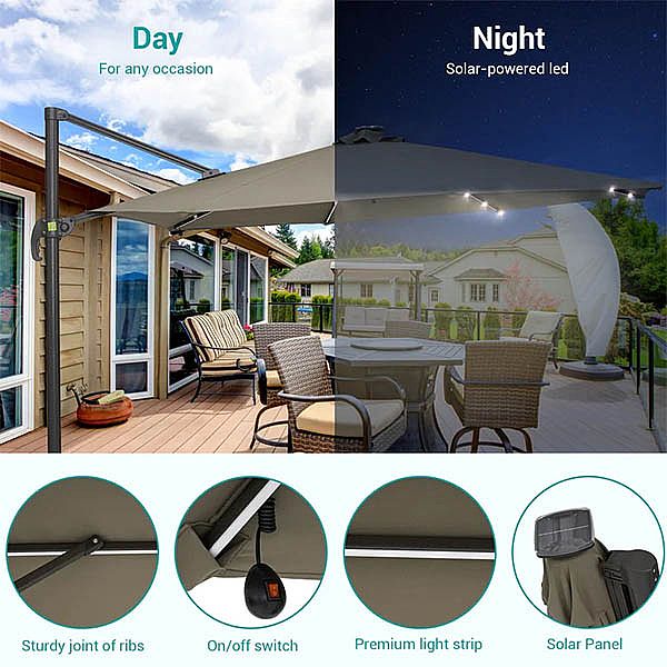 Großhandel 8 Fuß Deluxe Square Patio Sonnenschirm Cantilever Sonnenschirm - 11U01G
