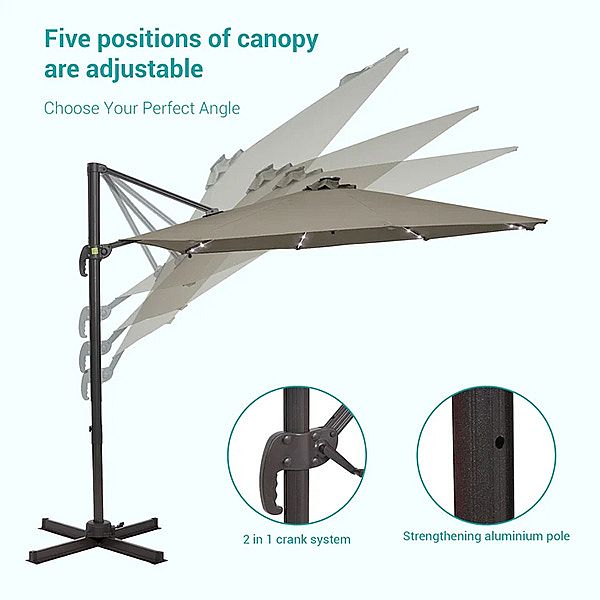 Großhandel 8 Fuß Deluxe Square Patio Sonnenschirm Cantilever Sonnenschirm - 11U01G