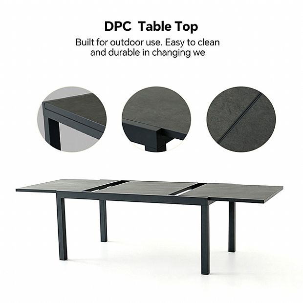 Ausziehbarer Aluminium-Esstisch für die Terrasse mit DPC-Tischplatte im Großhandel - 11D07H