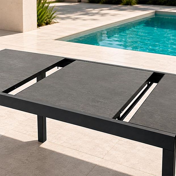 Ausziehbarer Aluminium-Esstisch für die Terrasse mit DPC-Tischplatte im Großhandel - 11D07H