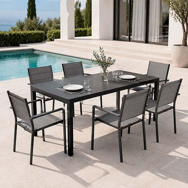 Ausziehbarer Aluminium-Esstisch für die Terrasse mit DPC-Tischplatte im Großhandel - 11D07H