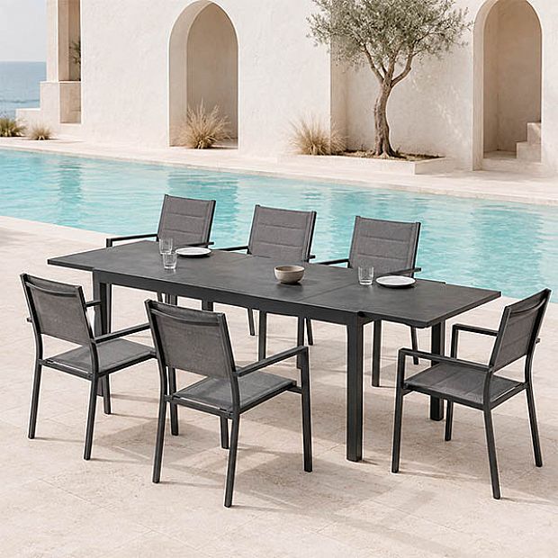 Ausziehbarer Aluminium-Esstisch für die Terrasse mit DPC-Tischplatte im Großhandel - 11D07H
