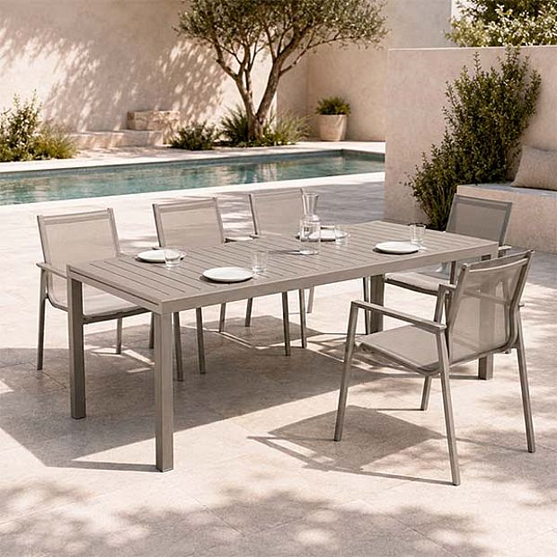 Ausziehbarer Aluminium-Esstisch für die Terrasse mit Lattenplatte im Großhandel - 11D08B