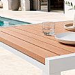 Ausziehbarer Aluminium-Esstisch für die Terrasse im Großhandel mit Holzoptik-Lattenplatte - 11D08F