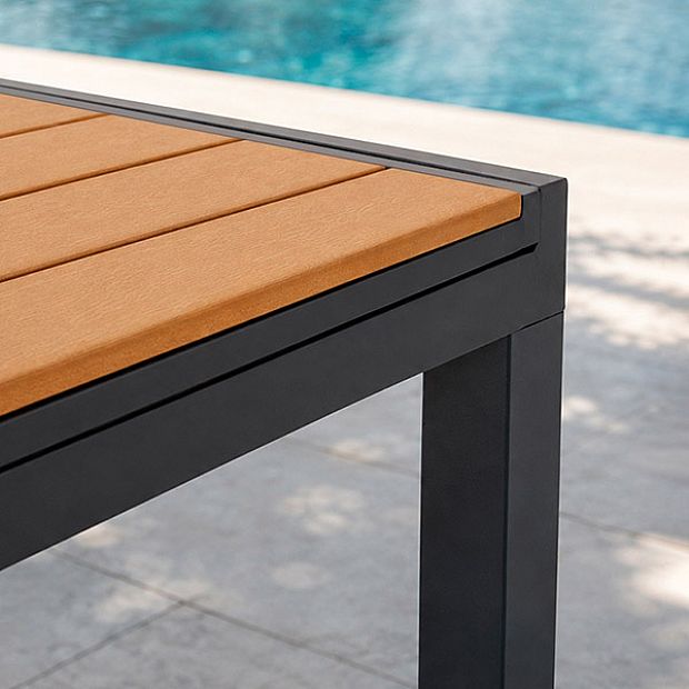 Ausziehbarer WPC-Esstisch für die Terrasse mit pulverbeschichtetem Aluminiumgestell im Großhandel - 11D10J