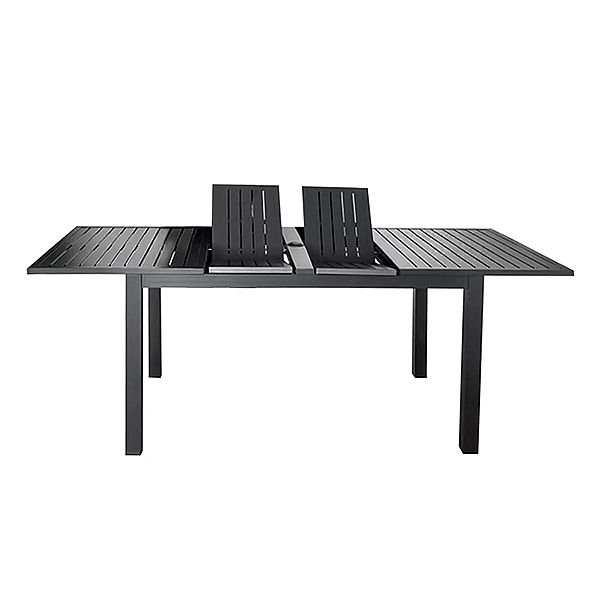 Ausziehbarer Terrassentisch aus Aluminium mit Klappplatten und Sonnenschirmloch für den Garten - 11D26B