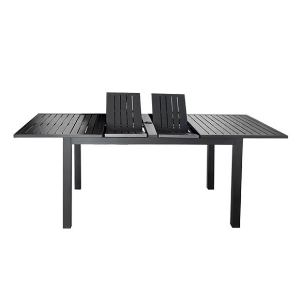 Ausziehbarer Terrassentisch aus Aluminium mit Klappplatten und Sonnenschirmloch für den Garten - 11D26B