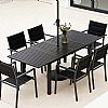 Ausziehbarer Terrassentisch aus Aluminium mit Klappplatten und Sonnenschirmloch für den Garten - 11D26B