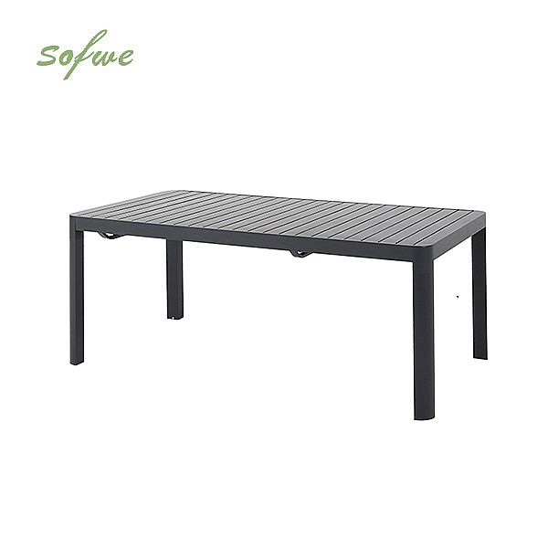 Großhandel: Ausziehbarer Outdoor - Esstisch aus Aluminium mit Lamellenplatte - rechteckiger Terrassen - und Gartentisch - 11D26C