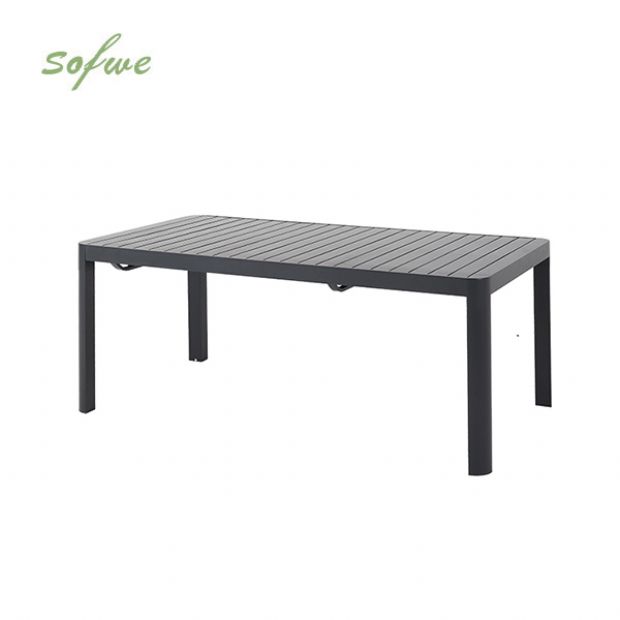 Großhandel: Ausziehbarer Outdoor - Esstisch aus Aluminium mit Lamellenplatte - rechteckiger Terrassen - und Gartentisch - 11D26C