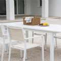 Weißer Aluminium-ausziehbarer Terrassentisch für 6-8 Personen - 11D26D