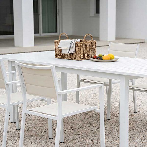 Weißer Aluminium-ausziehbarer Terrassentisch für 6-8 Personen - 11D26D