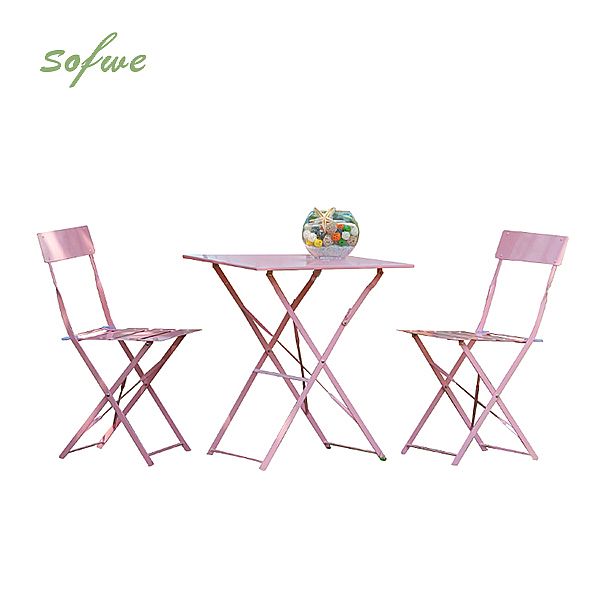 3-teiliges Courtyard Bistro-Set in Hellrosa, gefaltet - 10B01D