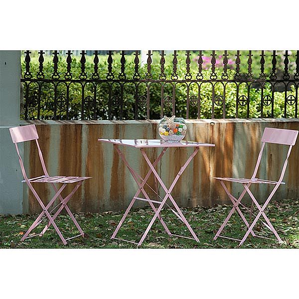 3-teiliges Courtyard Bistro-Set in Hellrosa, gefaltet - 10B01D