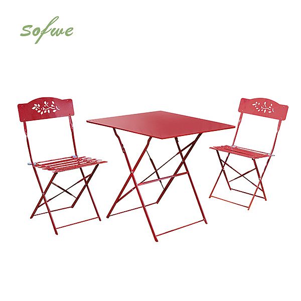 3-teiliges klappbares Gartenmöbel-Bistro-Set aus Metall - 10B01E