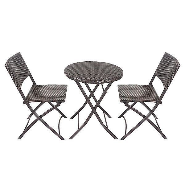 3-teiliges, zusammenklappbares Bistro-Set aus Korbgeflecht und Rattan - 10B01M
