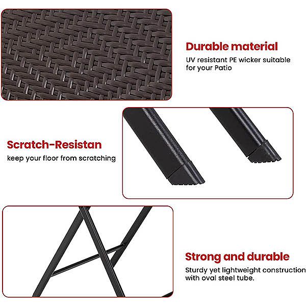 Terrassenmöbel 3-teiliger Klappstuhl aus Rattangeflecht - 10B01N