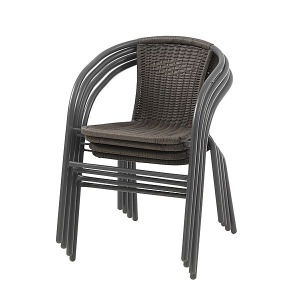 Rattan-Bistromöbel-Set mit rundem Tisch und Stühlen - 10B01X