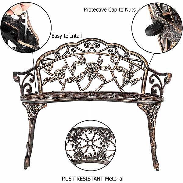 Gartenstuhl aus antikem Aluminiumguss für den Außenbereich - 10B01Z