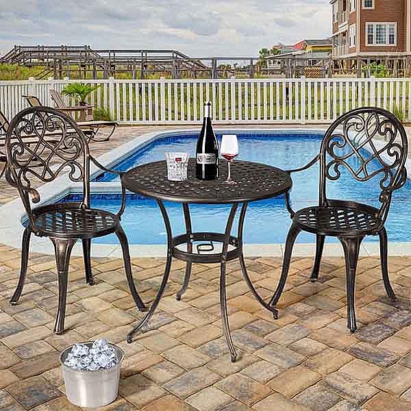 Wetterfestes antikes Metall-Bistro-Terrassen-Set - 10B02E