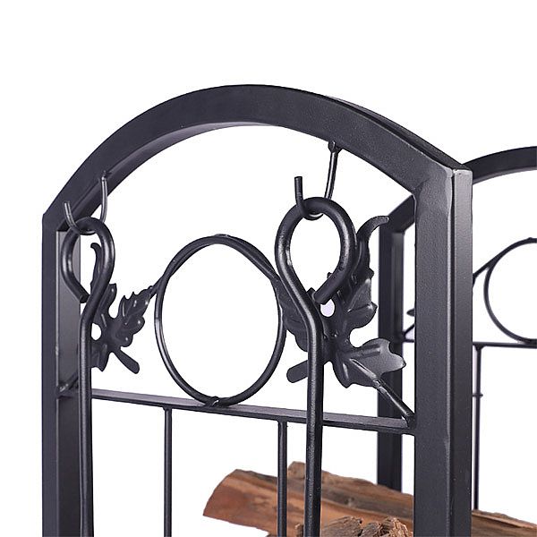 Lagerregal für Brennholz aus Eisen mit Kaminbesteck - 12H01F