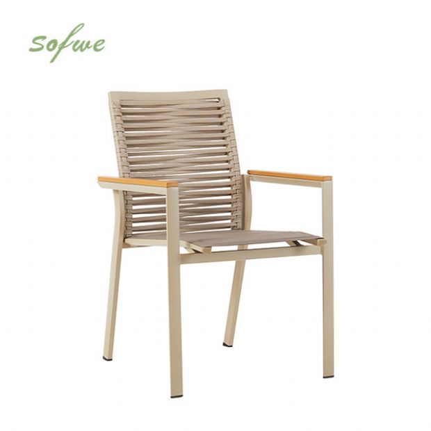 Outdoor-Esszimmerstuhl aus Aluminium und geflochtenem Seil - 11D27C