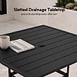 HF Patios Quadratischer Outdoor-Esstisch aus Eisen mit Sonnenschirmöffnung und Lamellen-Tischplatte | Großhandel - 11C12N