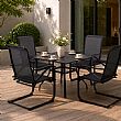 HF Patios Quadratischer Outdoor-Esstisch aus Eisen mit Sonnenschirmöffnung und Lamellen-Tischplatte | Großhandel - 11C12N