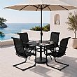 HF Patios Quadratischer Outdoor-Esstisch aus Eisen mit Sonnenschirmöffnung und Lamellen-Tischplatte | Großhandel - 11C12N