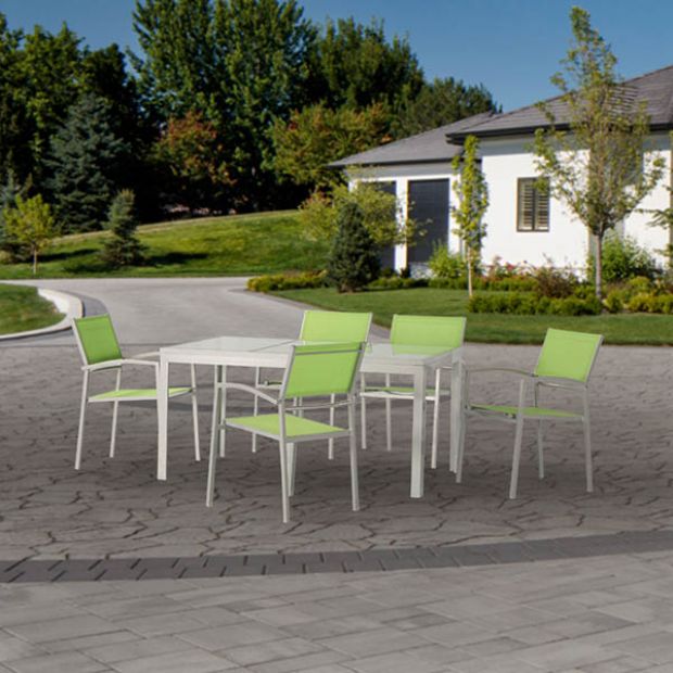 Grünes 6-teiliges Aluminium-Essgeschirr für draußen - 11D01D