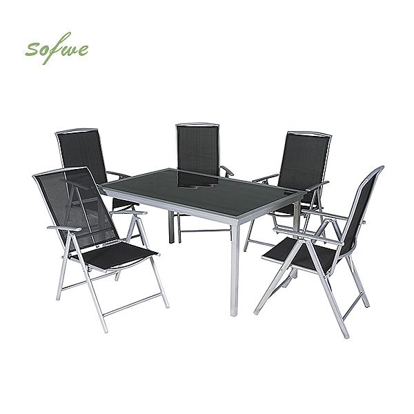 Allwetter-Garten-Esstisch und -Stühle aus Aluminium - 11D01F