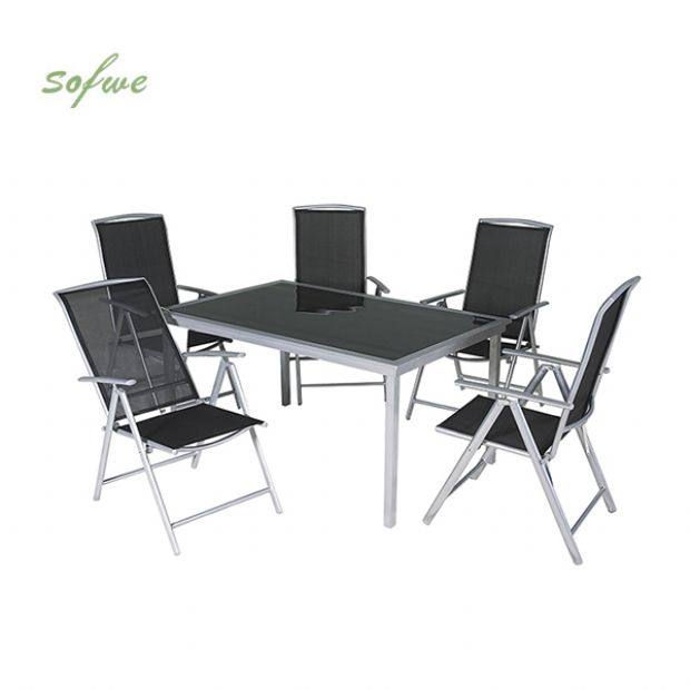Allwetter-Garten-Esstisch und -Stühle aus Aluminium - 11D01F