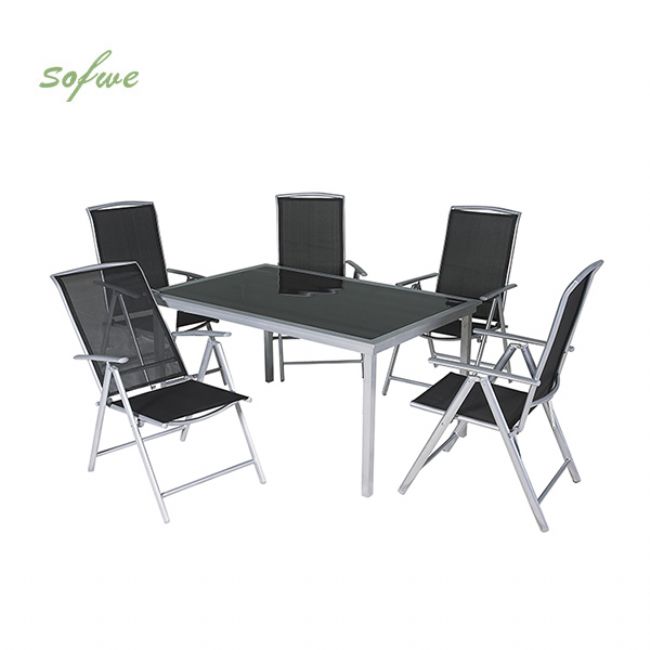 Allwetter-Garten-Esstisch und -Stühle aus Aluminium - 11D01F