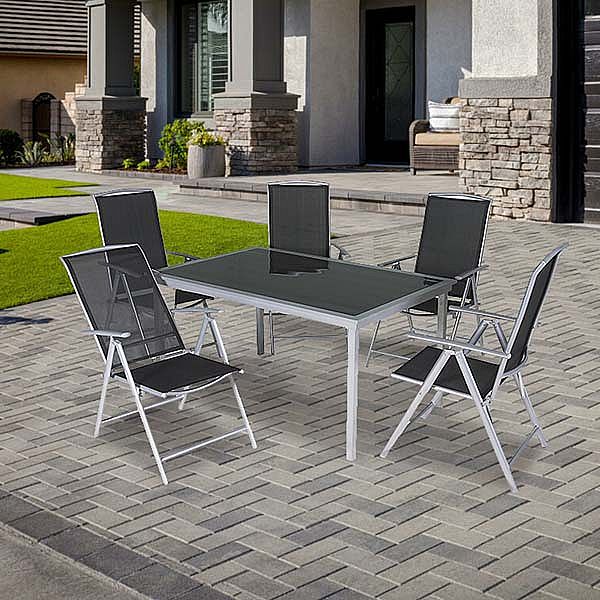 Allwetter-Garten-Esstisch und -Stühle aus Aluminium - 11D01F