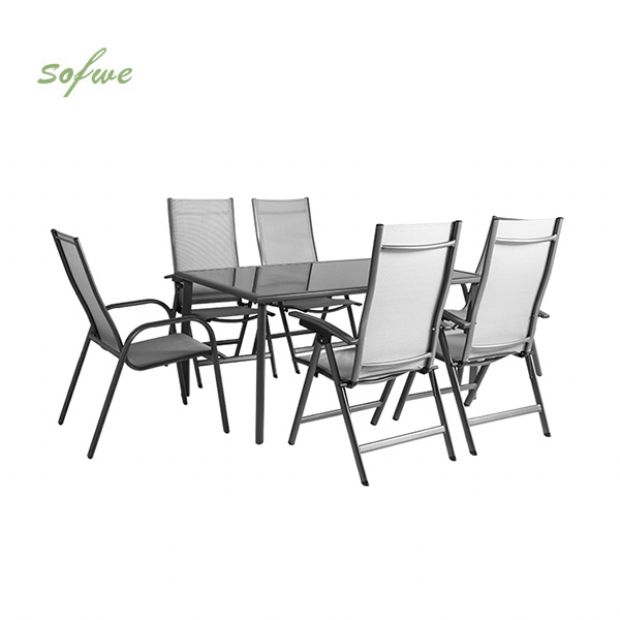 7-teiliges Garten-Esstisch- und Stuhlset aus Textilene - 11D01H