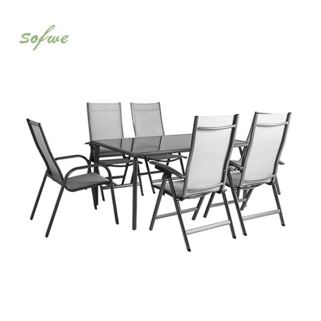 7-teiliges Garten-Esstisch- und Stuhlset aus Textilene - 11D01H