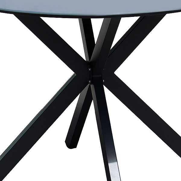 Runder Terrassentisch für den Außenbereich mit einer Tischplatte aus 5 mm starkem, mattiertem Glas mit Aufdruck - 11D26F