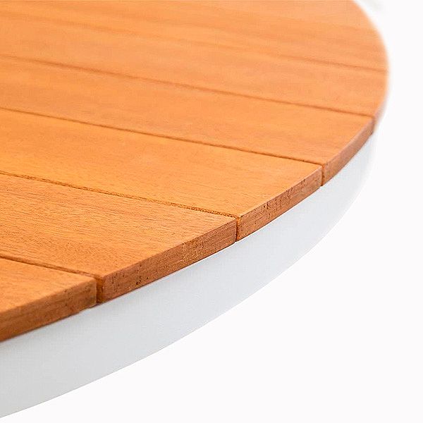 Runder Esstisch aus Holz-Kunststoff-Verbundwerkstoff für den Außenbereich, geeignet für Terrassen und Gärten - 11D26H