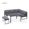 Sofagarnitur aus Aluminiumguss mit Tisch und Hocker - 11C01F