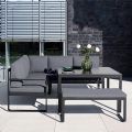 Sofagarnitur aus Aluminiumguss mit Tisch und Hocker - 11C01F
