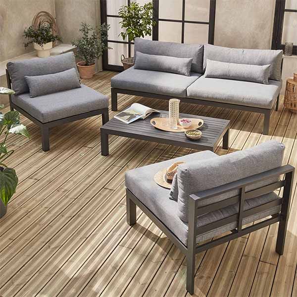 Luxuriöses Aluminium-Möbelset mit Kissen - 11C01Q