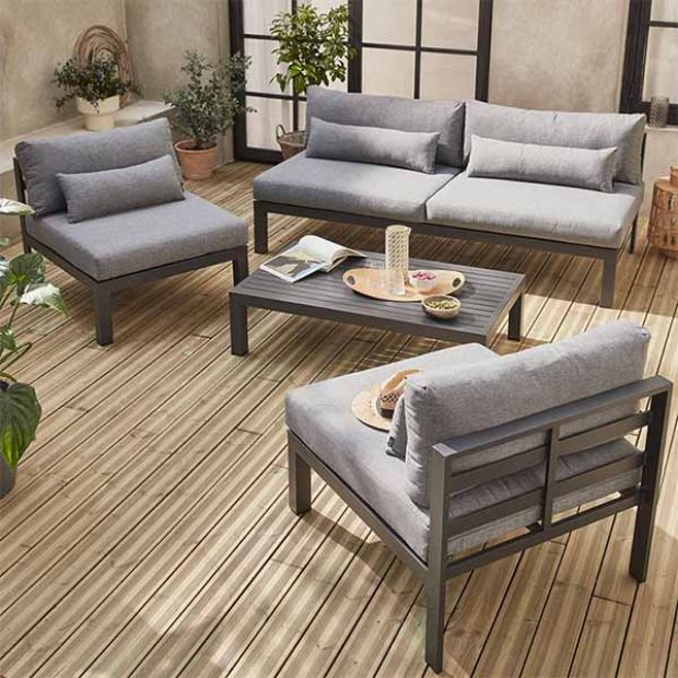 Luxuriöses Aluminium-Möbelset mit Kissen - 11C01Q