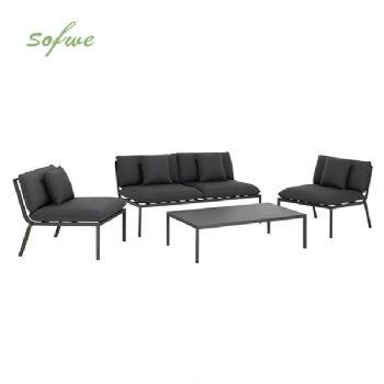 4-teiliges Outdoor-Sofaset aus Metall...