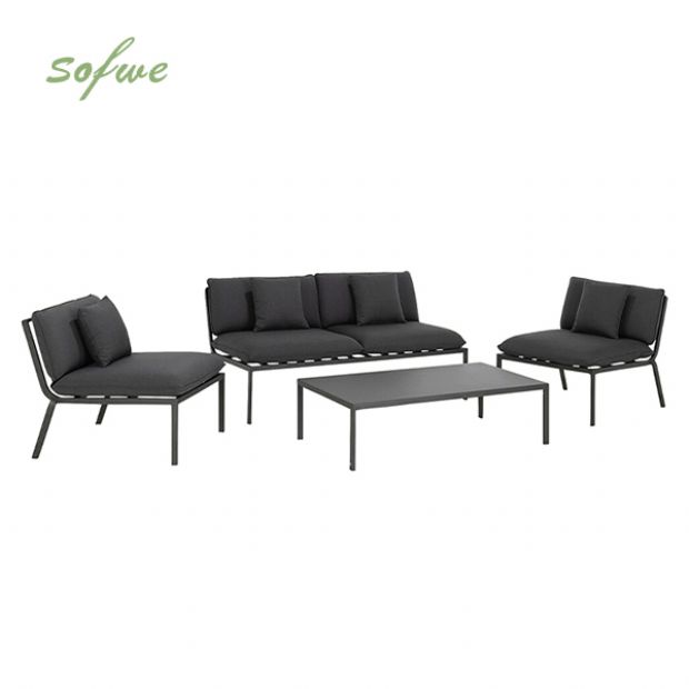 4-teiliges Outdoor-Sofaset aus Metall und Aluminium - 11C01R