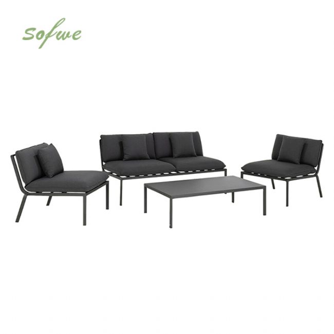4-teiliges Outdoor-Sofaset aus Metall und Aluminium - 11C01R