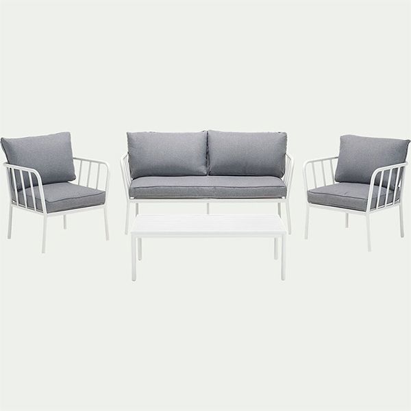 Moderne Sofagarnitur aus Aluminium mit Kissen - 11C01V