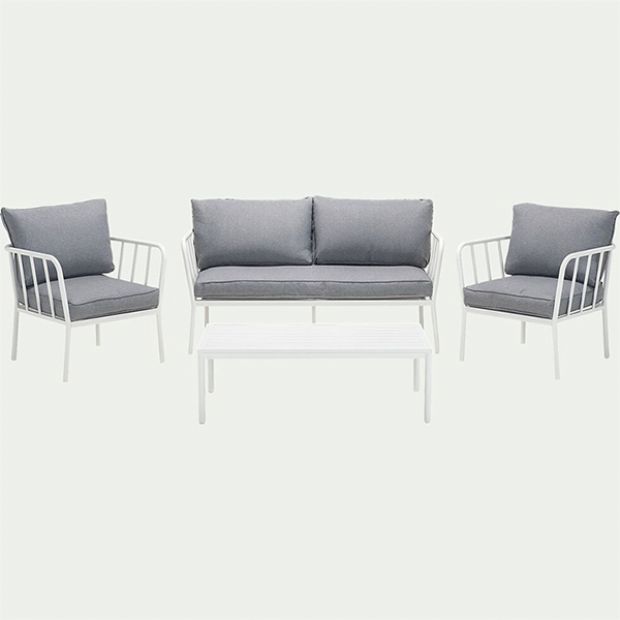 Moderne Sofagarnitur aus Aluminium mit Kissen - 11C01V