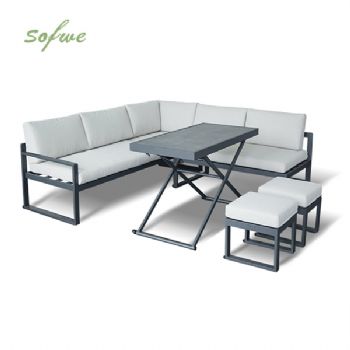 Ecksofa mit höhenverstellbarem Tisch