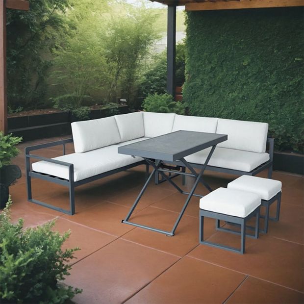 Ecksofa mit höhenverstellbarem Tisch - 11C03B