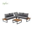 Ecksofa-Set für den Außenbereich mit verstellbarer Rückenlehne und Beistelltischen in Holzoptik - 11C03E